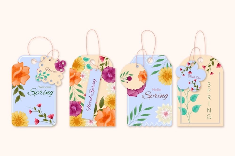 帶有花藝設(shè)計廣告的標(biāo)簽衣架